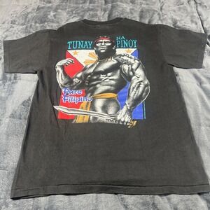 VTG Filipino Strength Power Blood Black Size M 1995 Dugong Shirt Spear USA Made‎